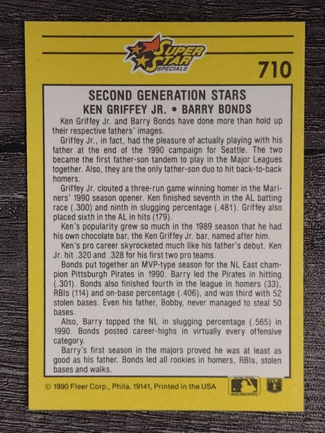 1991 Fleer #710 Barry Bonds/Ken Griffey Jr.
