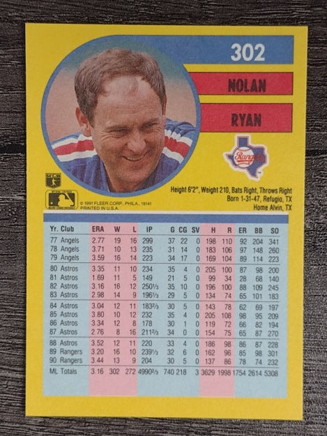 1991 Fleer #302 Nolan Ryan