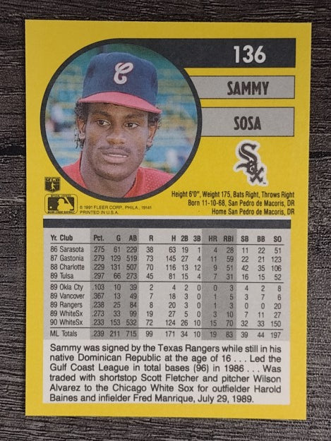 1991 Fleer #136 Sammy Sosa