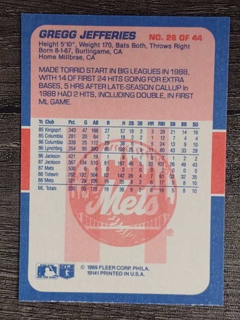 1989 Fleer Exciting Stars #26 Gregg Jefferies
