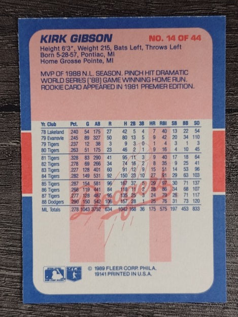 1989 Fleer Exciting Stars #14 Kirk Gibson