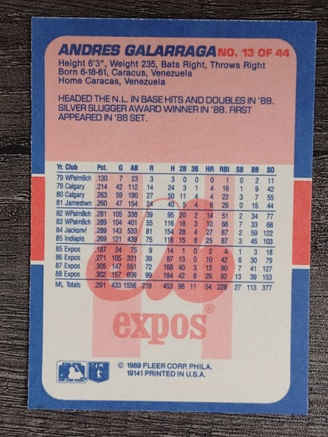 1989 Fleer Exciting Stars #13 Andres Galarraga