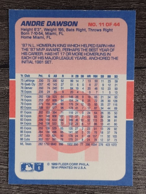 1989 Fleer Exciting Stars #11 Andre Dawson