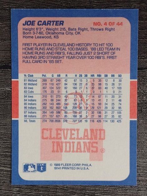 1989 Fleer Exciting Stars #4 Joe Carter