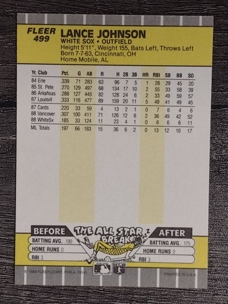 1989 Fleer #499 Lance Johnson