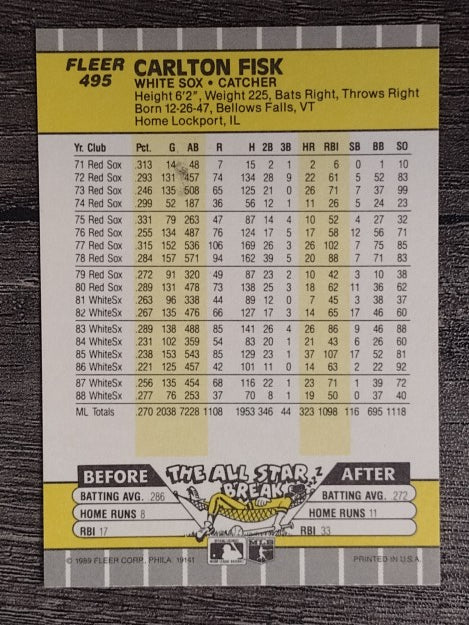 1989 Fleer #495 Carlton Fisk