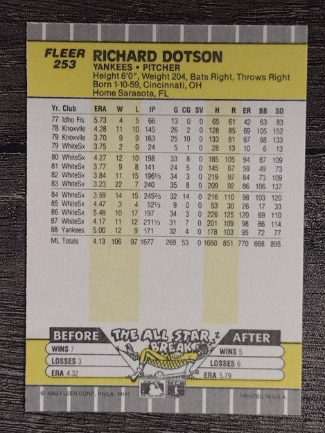 1989 Fleer #253 Richard Dotson