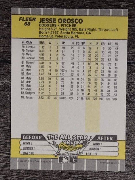 1989 Fleer #68 Jesse Orosco