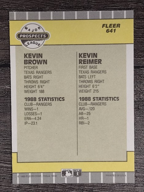 1989 Fleer #641 Kevin Brown/Kevin Reimer