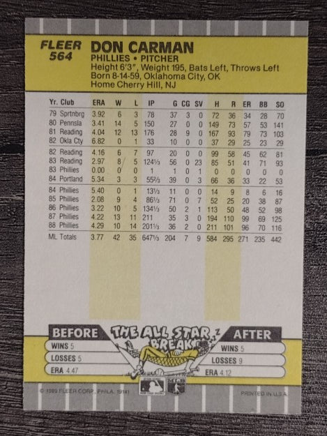 1989 Fleer #564 Don Carman