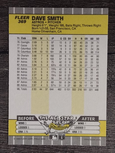 1989 Fleer #369 Dave Smith