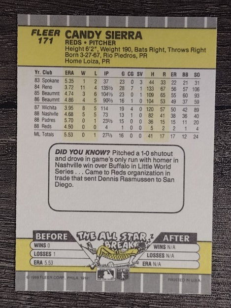 1989 Fleer #171 Candy Sierra