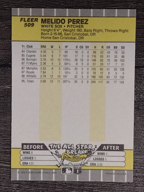 1989 Fleer #509 Melido Perez