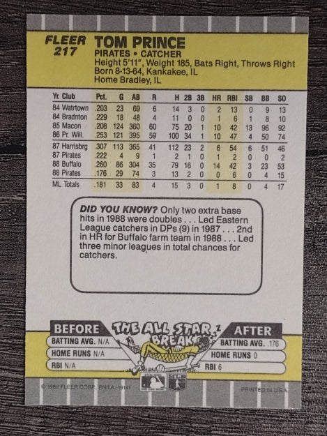 1989 Fleer #217 Tom Prince