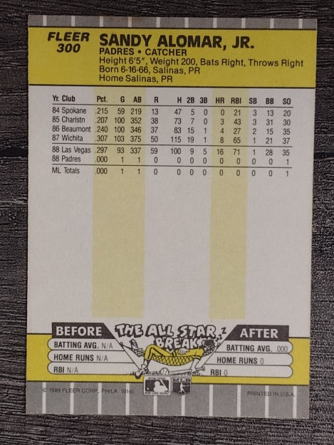 1989 Fleer #300 Sandy Alomar Jr. RC