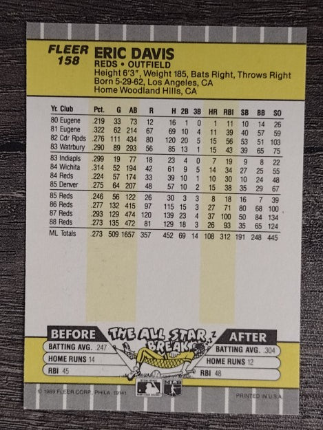 1989 Fleer #158 Eric Davis