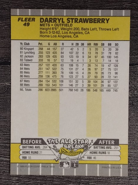 1989 Fleer #49 Darryl Strawberry