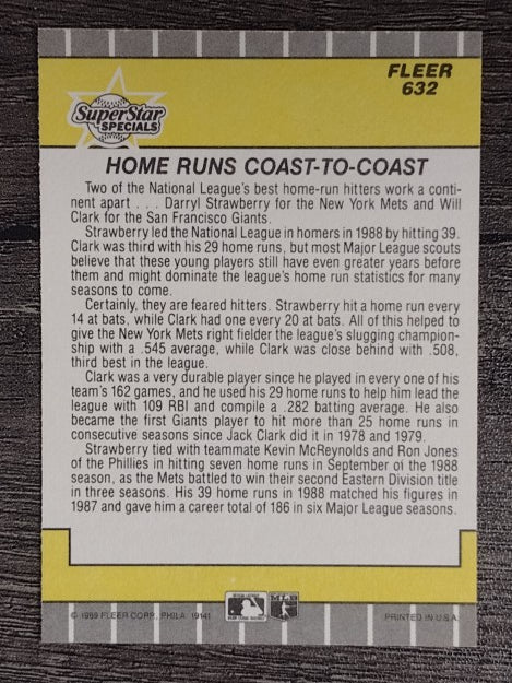 1989 Fleer #632 Darryl Strawberry/Will Clark