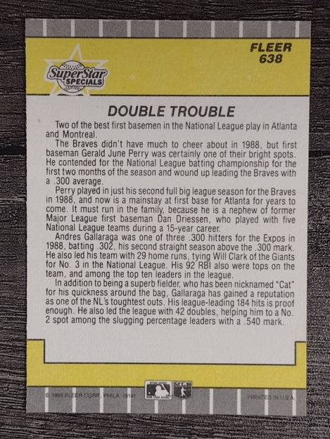 1989 Fleer #638 Andres Galarraga