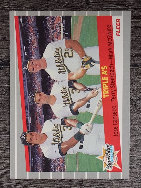 1989 Fleer #634 Jose Canseco/Terry Steinbach/Mark McGwire