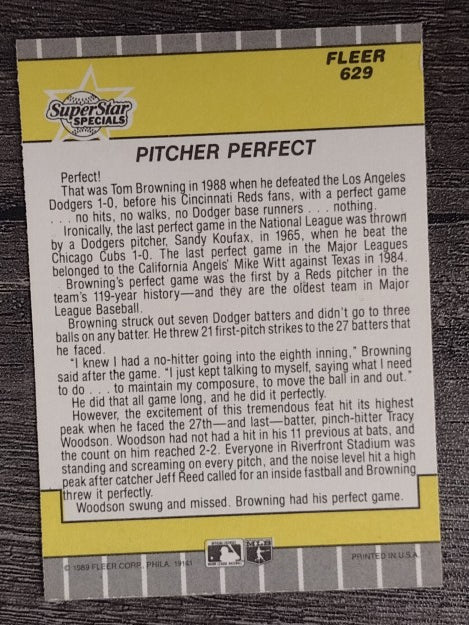 1989 Fleer #629 Tom Browning Perfect
