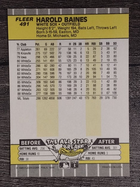 1989 Fleer #491 Harold Baines