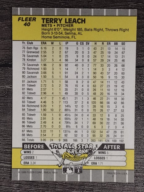 1989 Fleer #40 Terry Leach