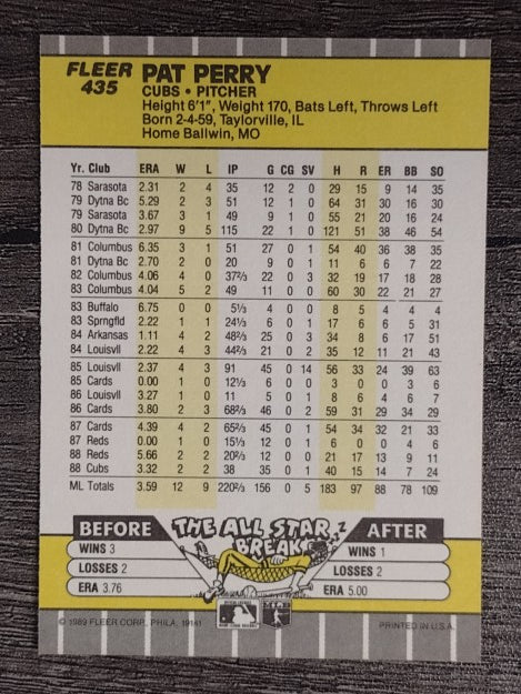 1989 Fleer #435 Pat Perry