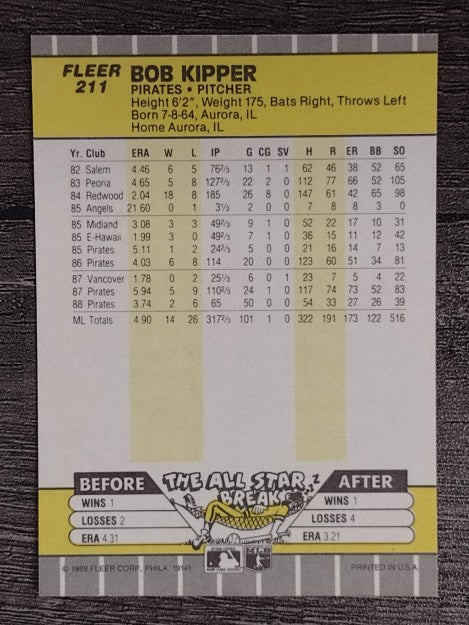 1989 Fleer #211 Bob Kipper