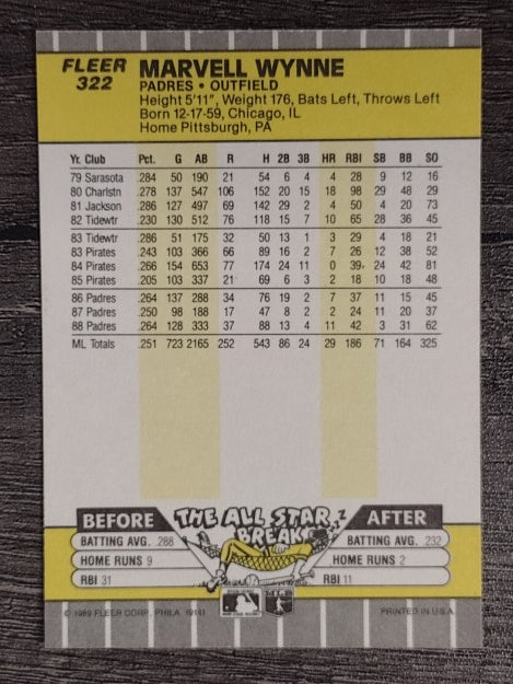 1989 Fleer #322 Marvell Wynne
