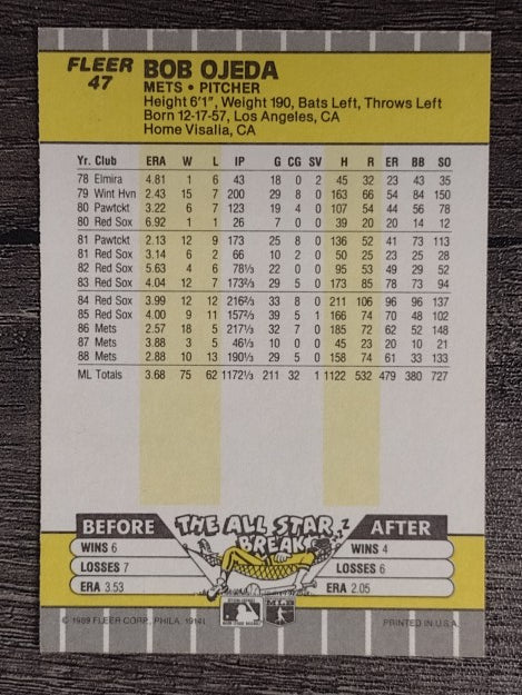 1989 Fleer #47 Bob Ojeda