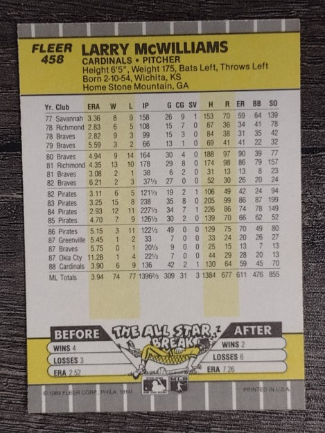 1989 Fleer #458 Larry McWilliams