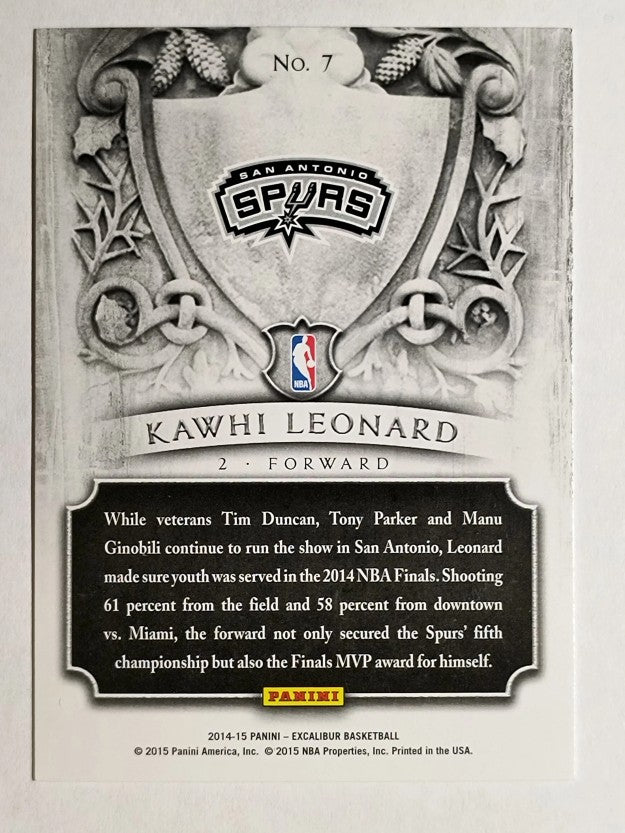 2014-15 Panini Excalibur Nobility #7 Kawhi Leonard