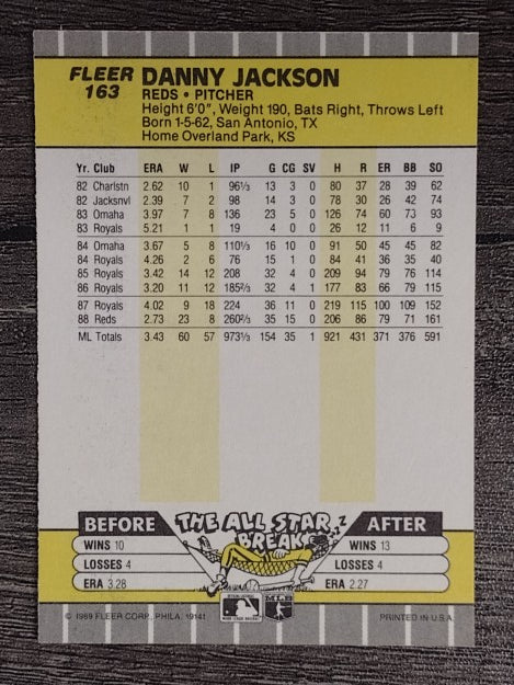 1989 Fleer #163 Danny Jackson