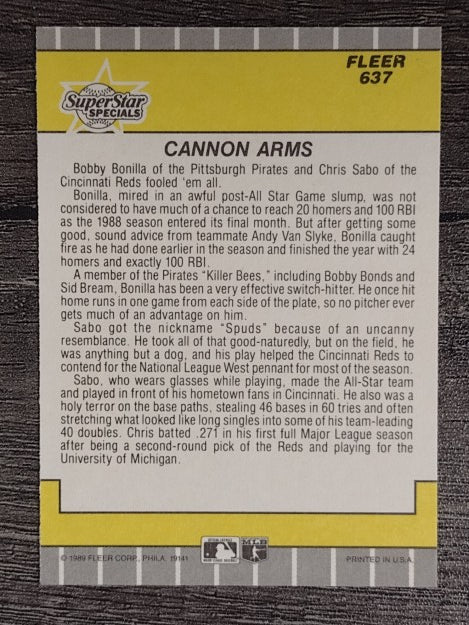 1989 Fleer #637 Chris Sabo/Bobby Bonilla