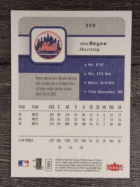 2006 Fleer #209 Jose Reyes