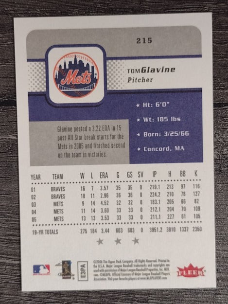 2006 Fleer #215 Tom Glavine