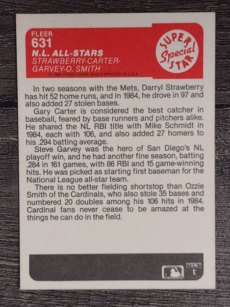 1985 Fleer #631 Darryl Strawberry/Gary Carter/Steve Garvey/Ozzie Smith