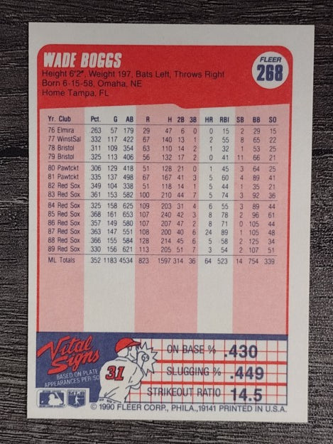 1990 Fleer #268 Wade Boggs