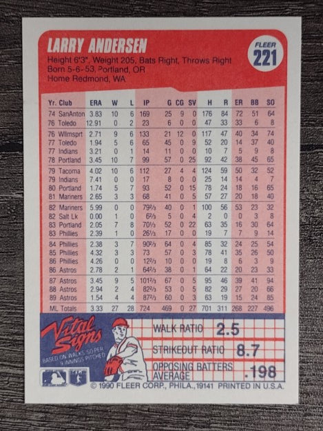1990 Fleer #221 Larry Andersen
