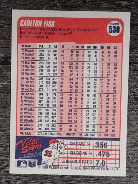 1990 Fleer #530 Carlton Fisk