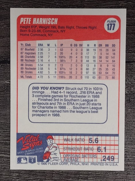 1990 Fleer #177 Pete Harnisch