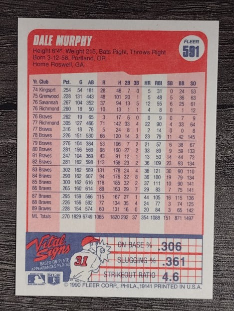 1990 Fleer #591 Dale Murphy