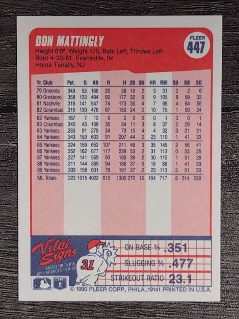 1990 Fleer #447 Don Mattingly