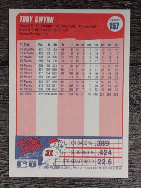 1990 Fleer #157 Tony Gwynn