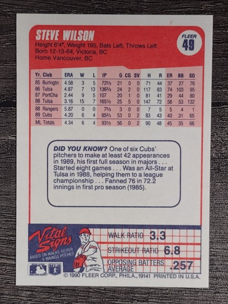 1990 Fleer #49 Steve Wilson