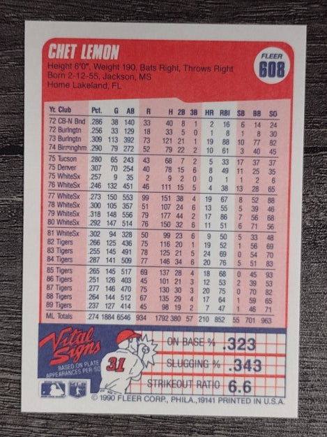 1990 Fleer #608 Chet Lemon