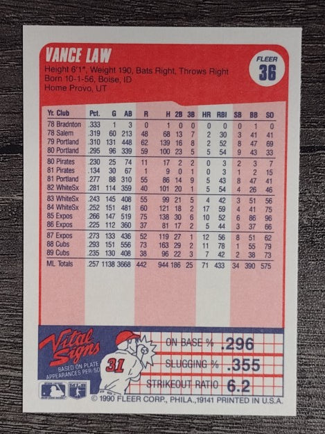 1990 Fleer #36 Vance Law