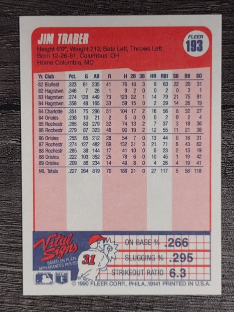 1990 Fleer #193 Jim Traber