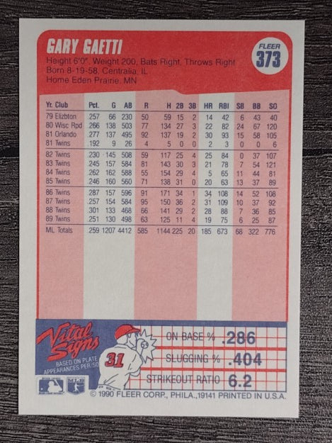 1990 Fleer #373 Gary Gaetti